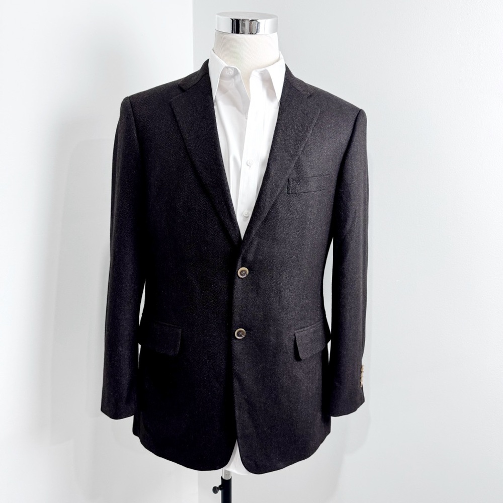 John W. Nordstrom Brown Herringbone Cashmere 2 Button Blazer Mens Size 42R